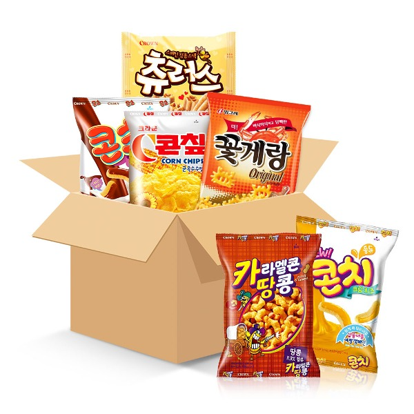 [크라운] 과자세트 베스트팩 6입 / 과자선물세트 간식세트 / 꽃게랑 츄러스 카라멜콘땅콩 콘칩 콘초 콘치