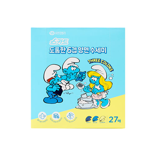 [스머프 콜라보] 스카트 도톰한 6겹 양면 수세미 27매 (EA)