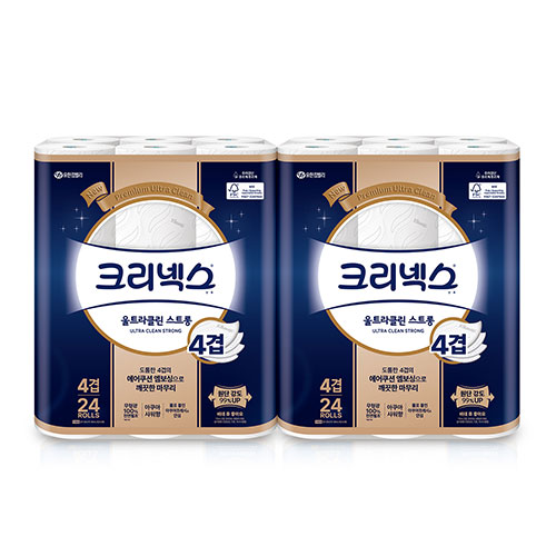 크리넥스 4겹 울트라클린 스트롱 화장지 25m x 24롤 X 2
