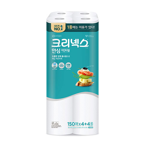 크리넥스 안심 키친타월 150매 X 4+4롤 (EA)
