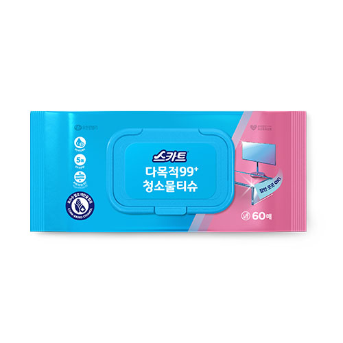 스카트 잘 닦이는 다목적 99+ 청소 물티슈 60매 (EA)