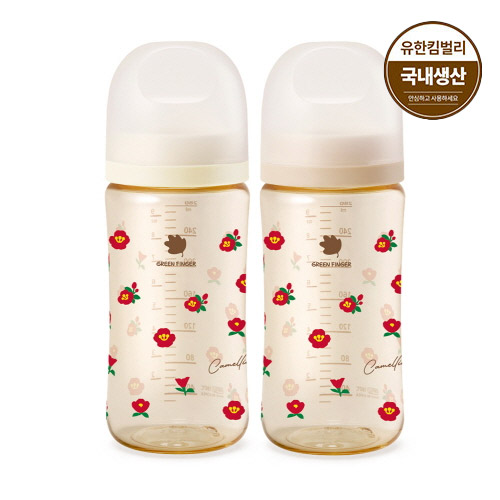 그린핑거 베베그로우 PPSU 동백꽃 디자인 트윈팩 280ml (노꼭지) (EA)