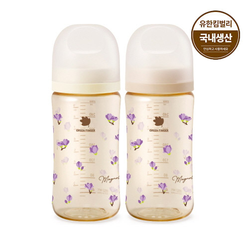 그린핑거 베베그로우 PPSU 목련꽃 디자인 트윈팩 280ml (노꼭지) (EA)
