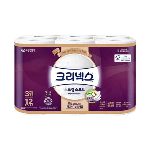 크리넥스 3겹 수프림 소프트 27M X 12롤 (EA)