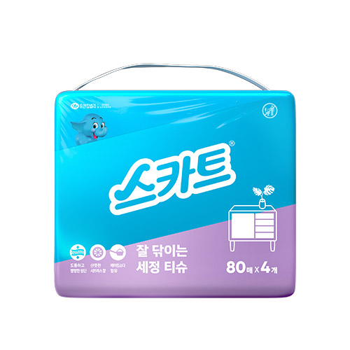 스카트 잘 닦이는 세정티슈 80매 X 4개입 (EA)