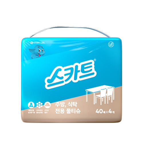스카트 주방, 식탁 전용 물티슈 40매 X 4개입 (EA)