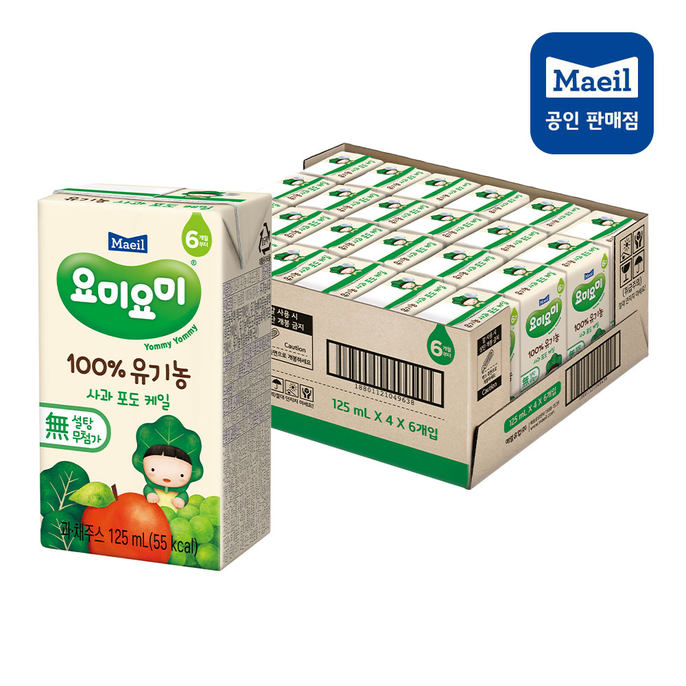 [요미요미] 100%유기농주스 사과포도케일 125ml 24팩